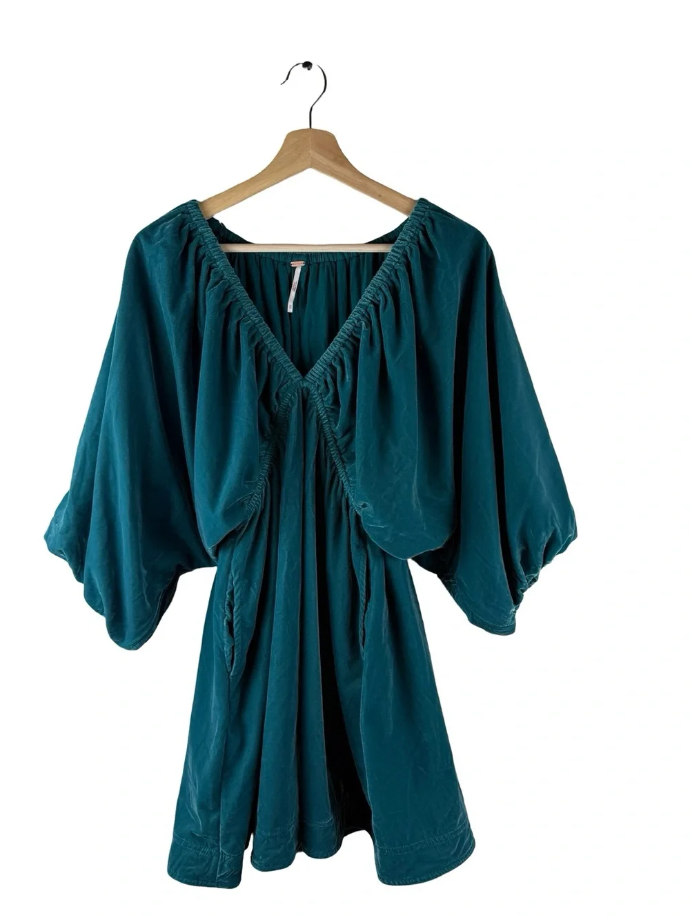 Free People Teal Velvet Babydoll Mini Dress Small